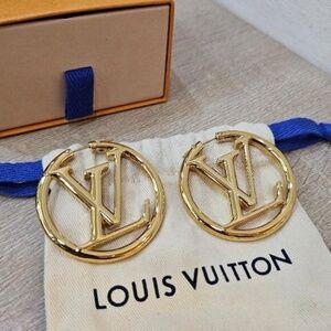 Louis Vuitton big LOGO gold stud earrings